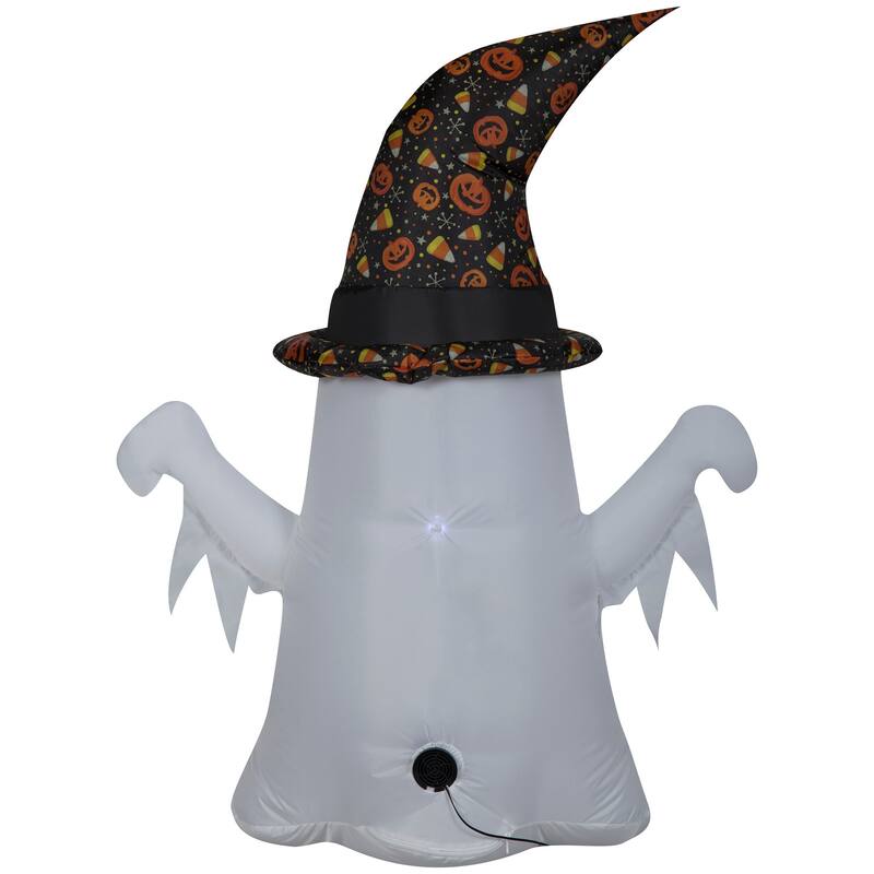 Gemmy Halloween Inflatable Ghost in Witch Hat, 4 ft Tall