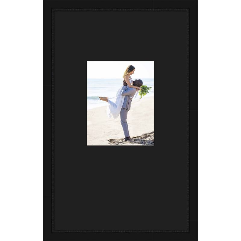 Avon Black Narrow Framed Picture Frame, Photo Frame - 16x26 Matted Black 8x10