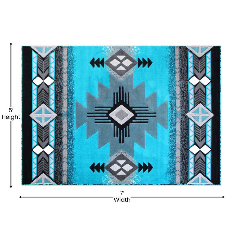 Traditional Southwestern Style Olefin Fiber Geometric Area Rug