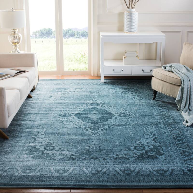 SAFAVIEH Vintage Distressed Boho Guna Oriental Rug - 9' x 12' - Light Blue/Dark Blue