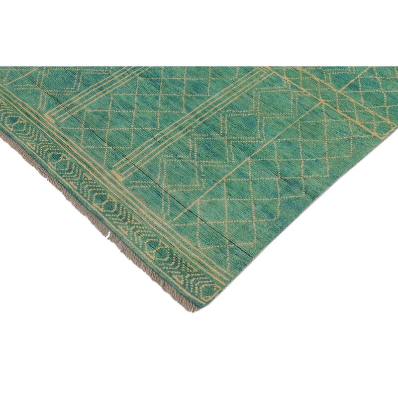 Modern Balochi Castaneda Blue/Beige Hand Knotted Wool Rug - 3'3'' x 5'0''