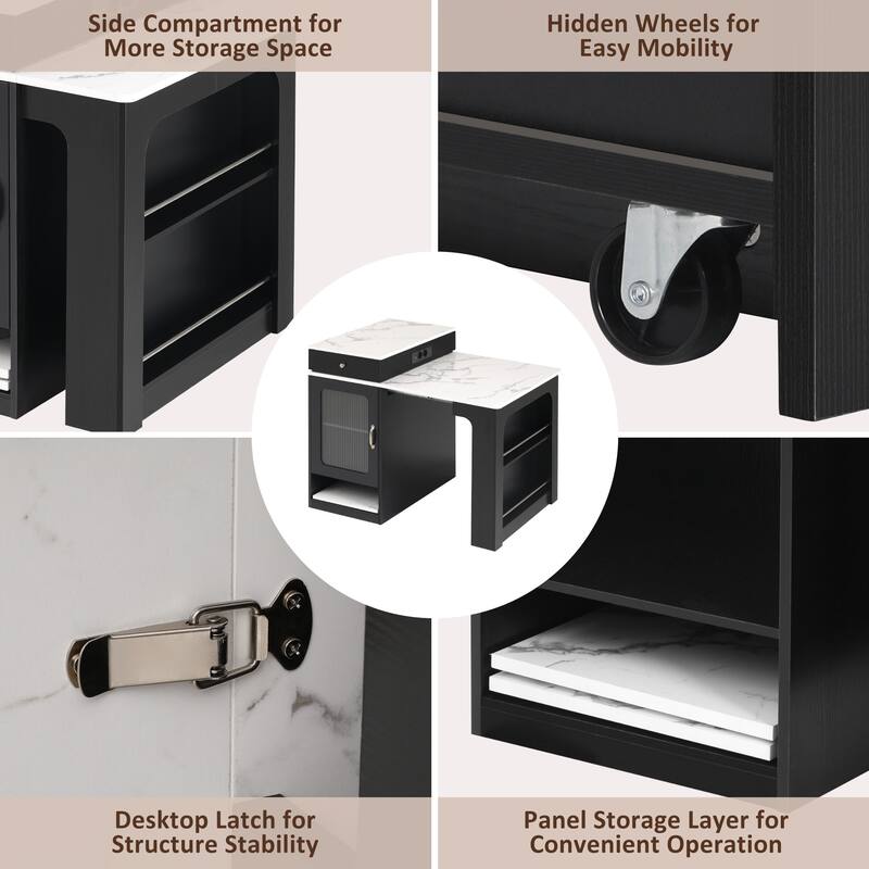 Modern 59.5" Extendable Kitchen Island - Double-sided Storage with 2 Drawers and Power Outlet