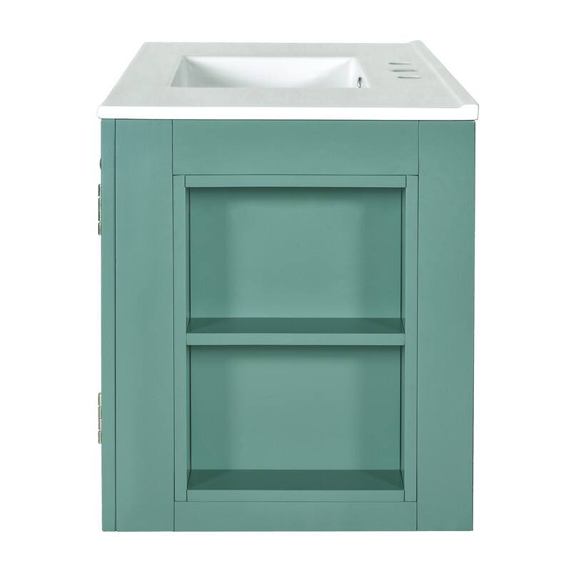 Bathroom Vanity with 36-inch Sink, Wood Modern Bathroom Storage Cabinet with 3 Drawers & 2 Soft Close Glass Doors
