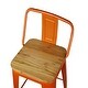 preview thumbnail 14 of 12, 30 inch High Back Metal Stool with Light Wooden Seat-Set of 2