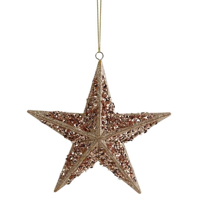Star Shaped Glitter Sequin Christmas Ornament - 5.5" - Rose Gold
