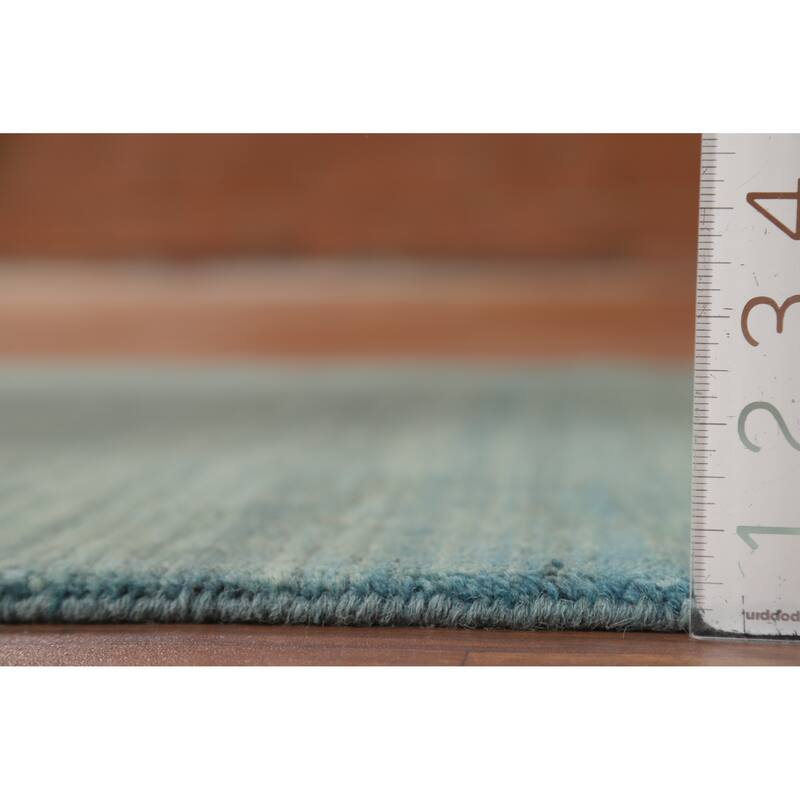 Light Blue Gabbeh Oriental Foyer Rug Hand-Knotted Wool Carpet - 3'4"x 4'7"