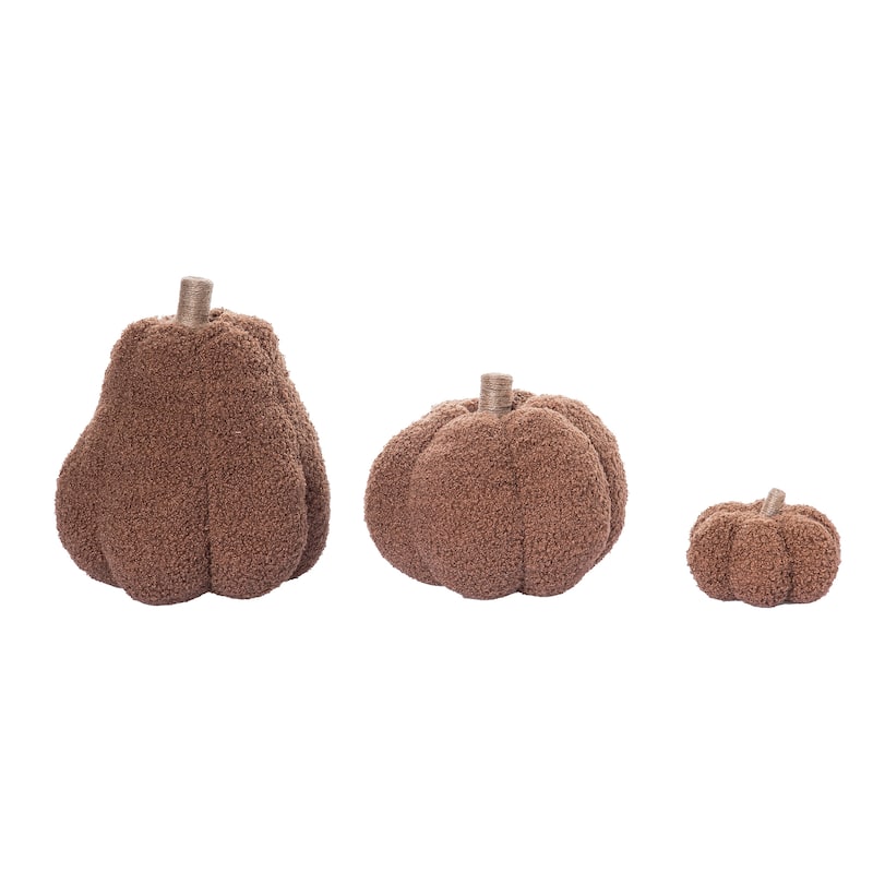 Transpac 9 in. Brown Harvest Pumpkin Set of 3