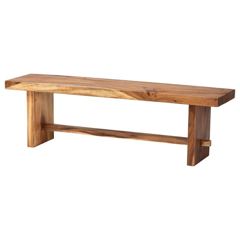 Luan Suar Wood Dining Set - Handcrafted Rectangular Solid Wood Table with Seating, Rustic Modern Kitchen or Dining Room Set
