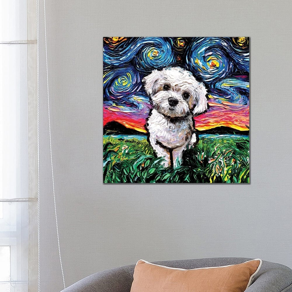 iCanvas "Maltipoo Night" by Aja Trier Canvas Print