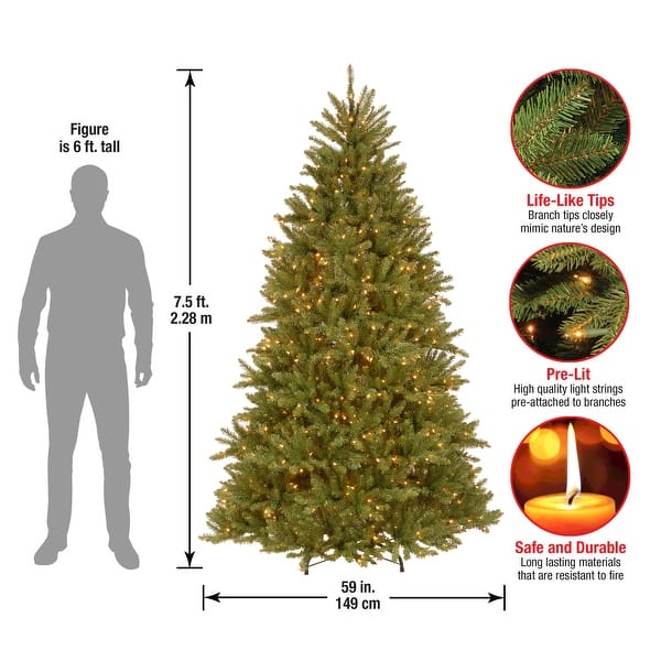 National Tree Company 7.5 ft. PowerConnect Dunhill Fir Tree with Clear Lights - 7.5 Foot