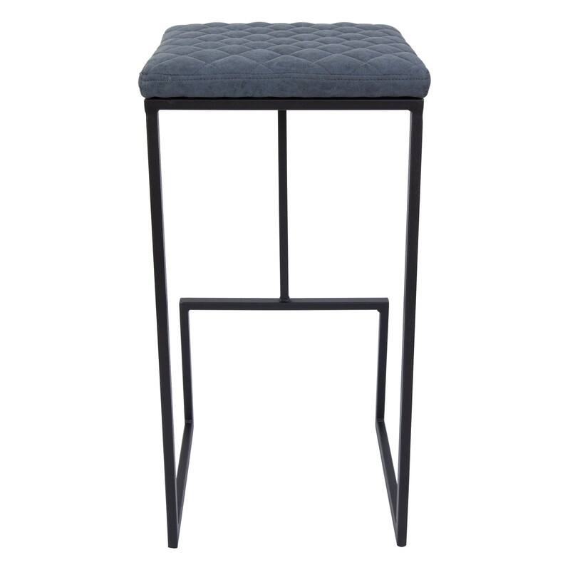 Quincy Leather Quilted Counter Height Barstool (Set of 2) with Upholstered Square Seats & Footrest for Home Bar & Kitchen