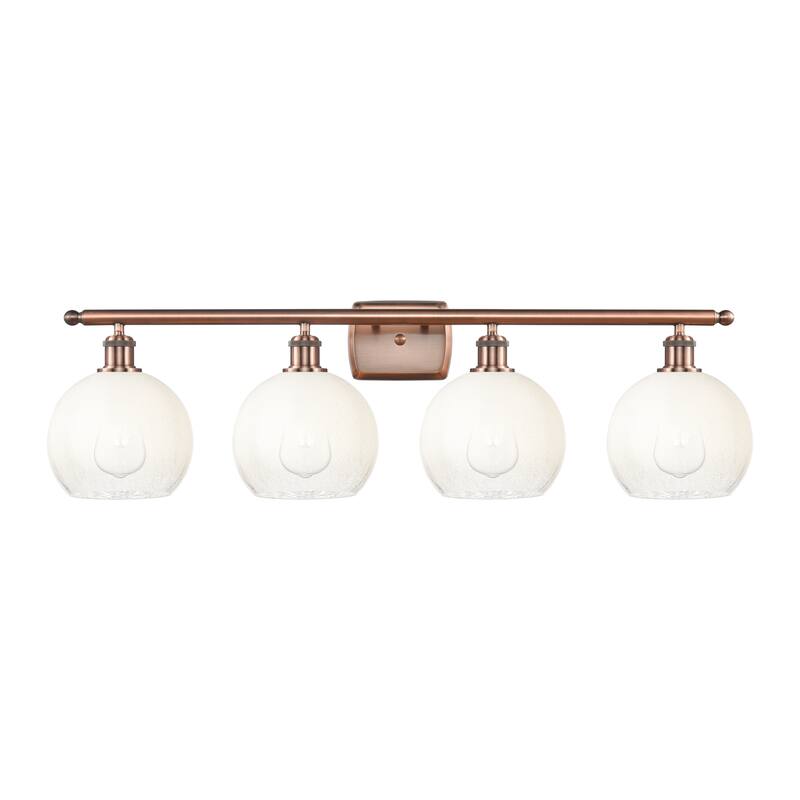 Innovations Lighting Endless Possibilities Ballston - Brookhaven Globe - 4 Light 38" Bath Vanity Light - Antique Copper/Opal