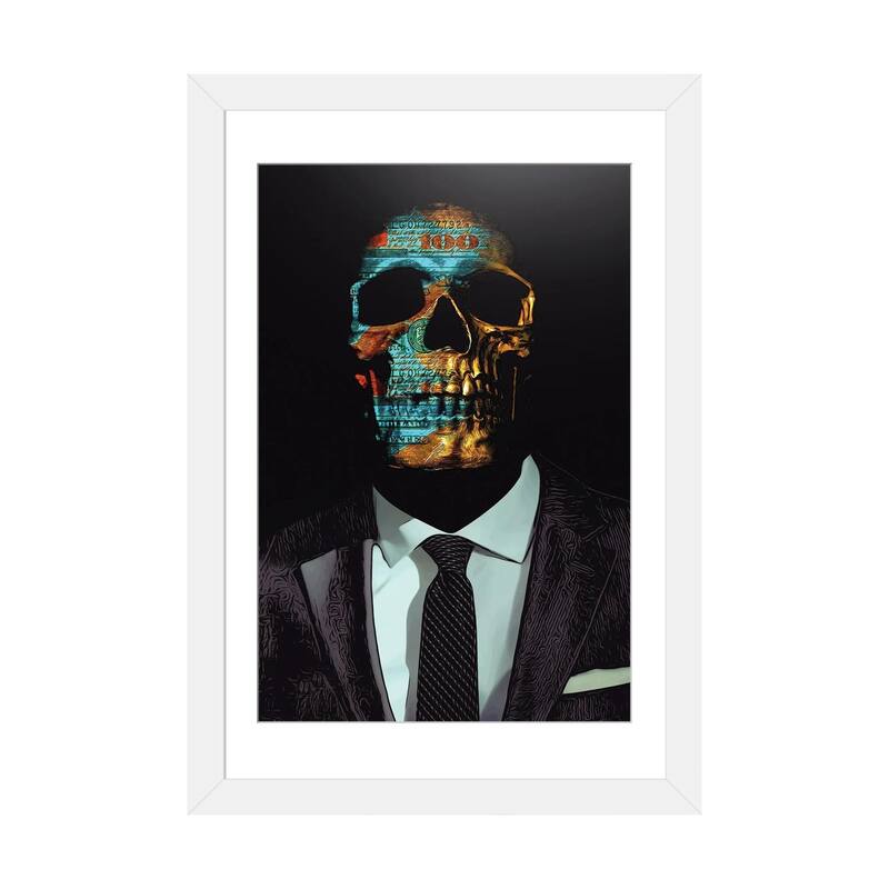 iCanvas "Suited Skull" by Jesse Johnson - White - 24x16x1
