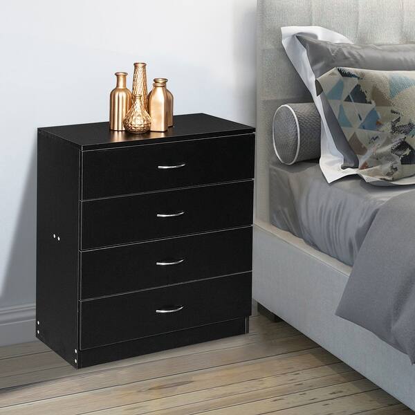 Shop Furniture Mdf 4 Drawer Wood Storage Chest Nightstand White Black Overstock 22813908 Black