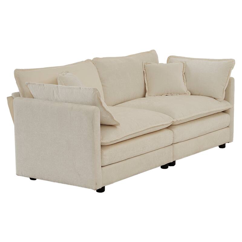 6-Seat Chenille Sectional Sofa Set (3+2+1) with Deep Seats