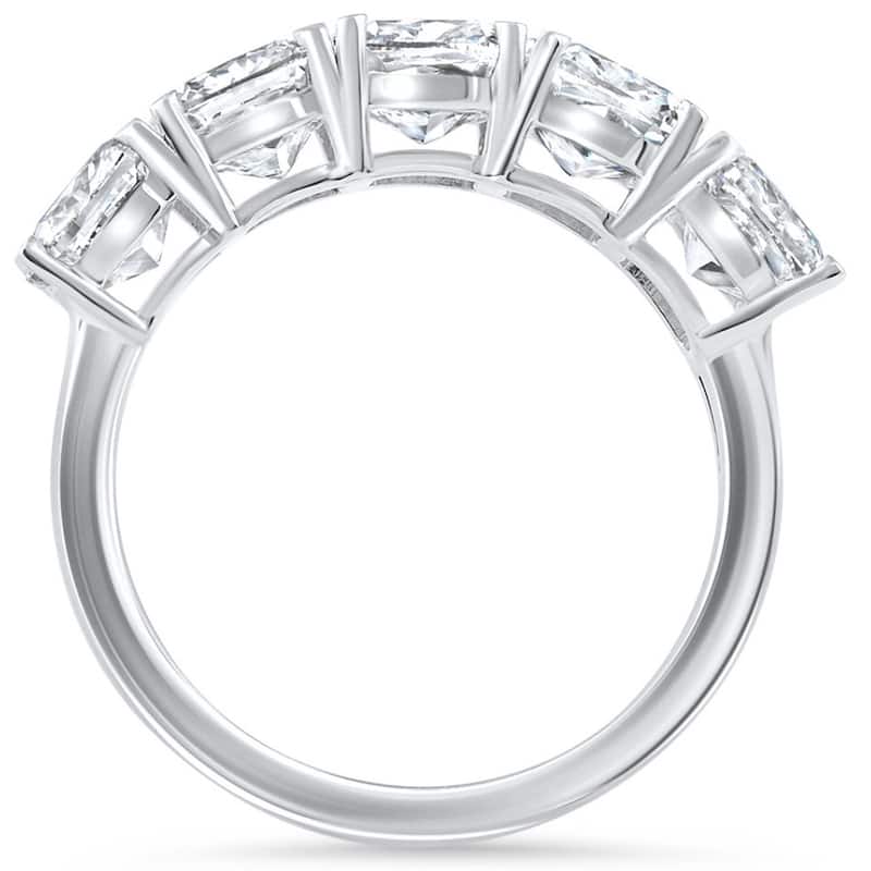 5 1/4Ct Cushion Cut 5-Stone Diamond Wedding Anniversary Ring Gold Lab Grown