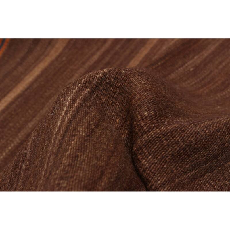 ECARPETGALLERY Flat-Weave Boho Brown Wool Kilim - 9'0 x 11'11