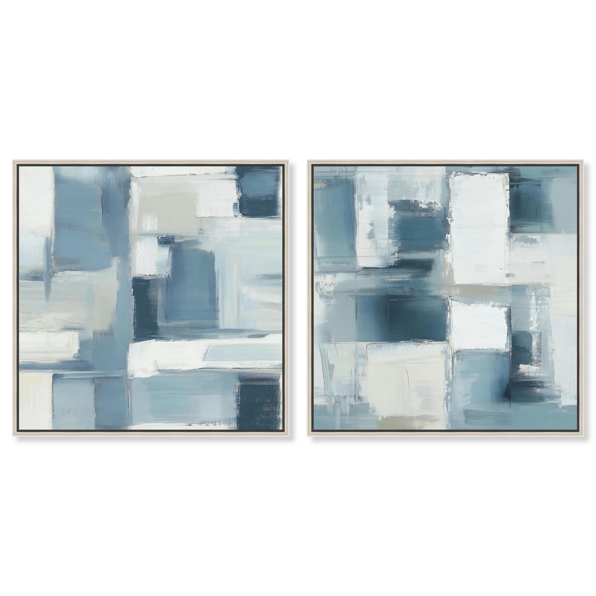 Modern Pair Abstract Art 2 Panel Set Framed Canvas Print by Art Remedy