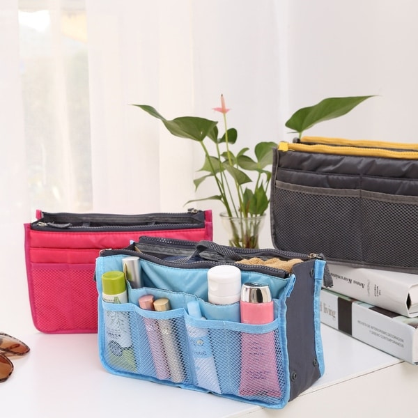 Multicolor Double Zipper Storage Cosmetic Bag. Opens flyout.