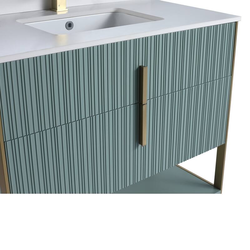 Fine Fixtures Serenity Modern Bathroom Vanity with White Stone Top