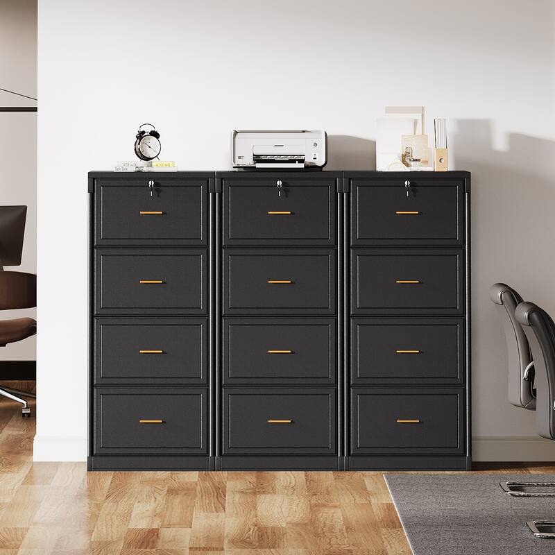 4-Drawer Vertical File Cabinet with Lock for A4/Letter/Legal Size
