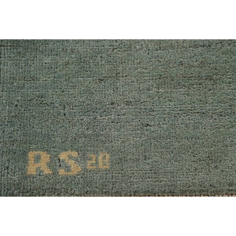 Modern Gabbeh Oriental Foyer Rug Hand-Knotted Blue Wool Carpet - 3'5"x 4'11"