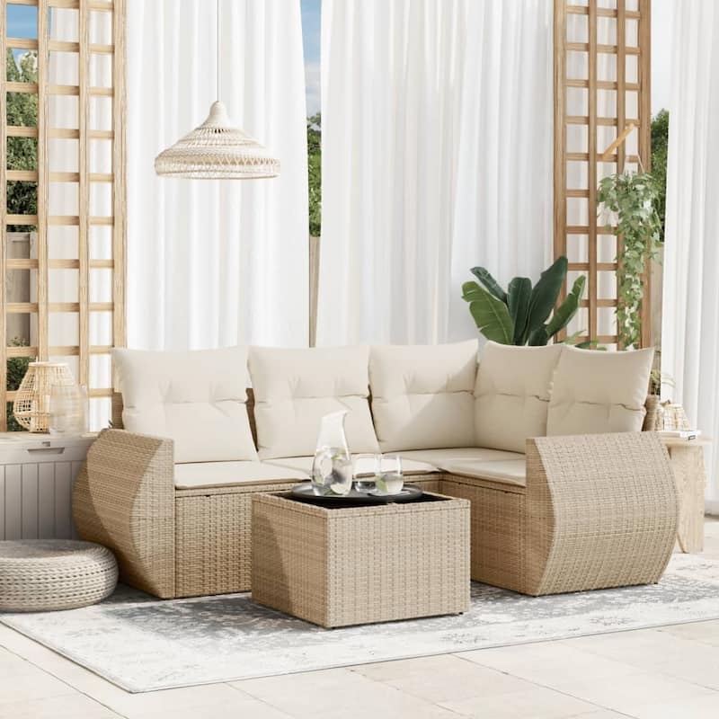 vidaXL Garden Sofa Set - Beige and cream Without table