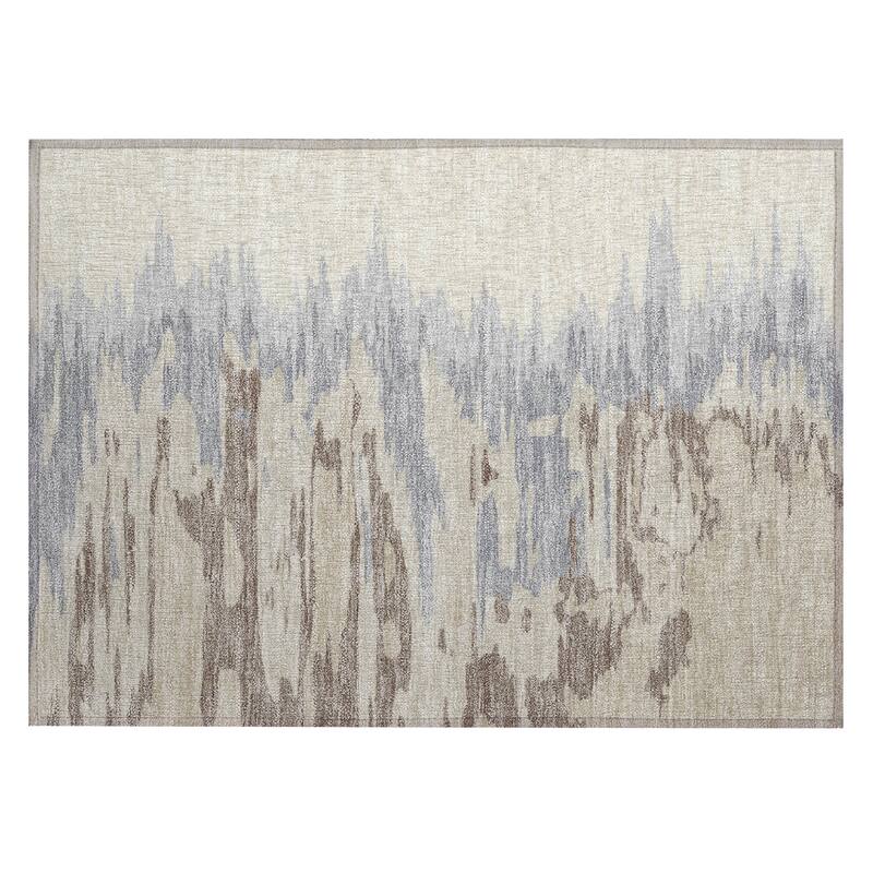 Machine Washable Indoor/ Outdoor Brushstrokes Ombre Chantille Rug