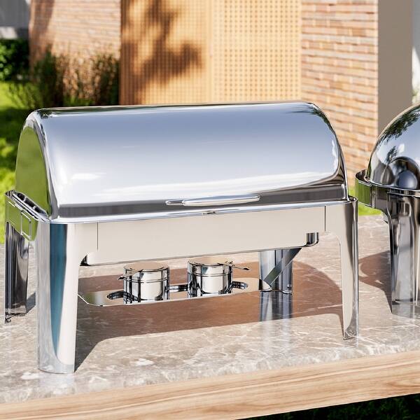 9QT Electric Chafing Dish Set With Temperature Control – Stainless Steel Buffet Warmer, 1 Full & 2 Half Pans