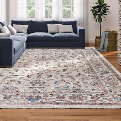 Dream Decor Rugs Remnier Floral Trabriz Antique Cream Fringed Area Rug