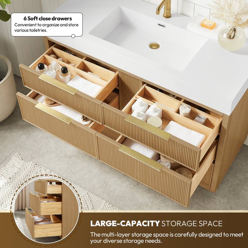 Hohhot Bath Vanity with Integrated Stone Sink Top without Mirror