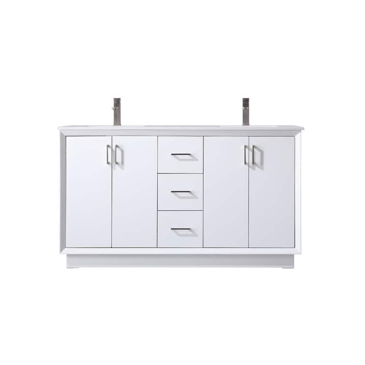 Elegant Lighting VF19660D Hayes 60" Free Standing Double Basin Vanity - White