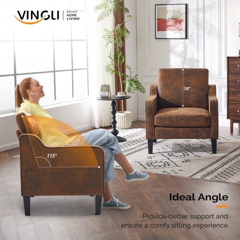 VINGLI Mid Century Modern Fabric Accent Chair