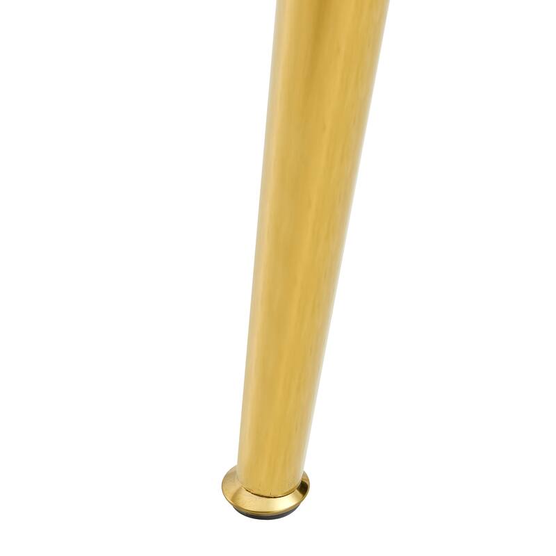 A glass tabletop with a diameter of 40 inches and a modern minimalist circular dining table with electroplated golden metal legs