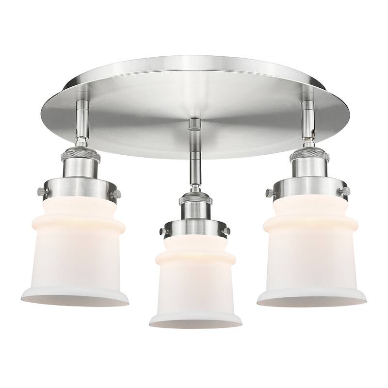 Innovations Lighting Canton - 3 Light 17" Flush Mount - Satin Nickel/Matte White