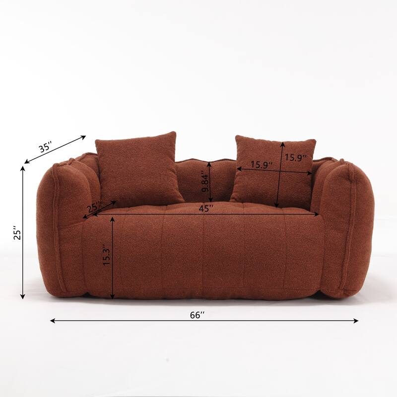Soft Bean Bag Chair for Adults, Cozy Lazy Bean Bag Sofa, 2 Seat with Armrests for Home