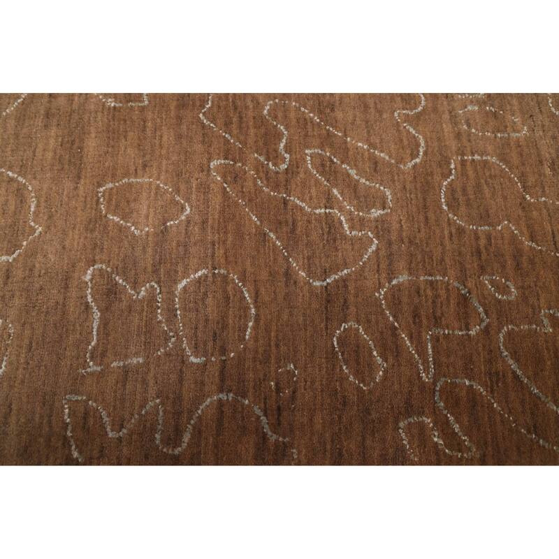 ECARPETGALLERY Hand Loomed Loreto Brown Viscose, Wool Rug - 5'5 x 7'7