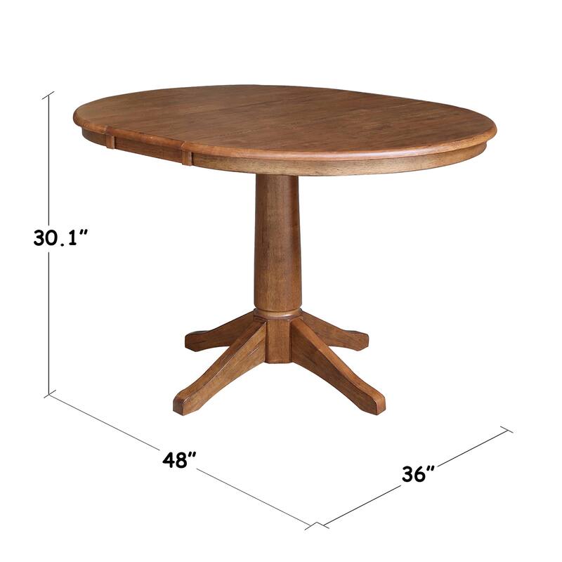 36" Round Top Pedestal Table with 12" Leaf