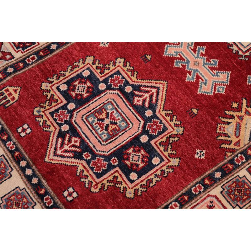 Tribal Super Kazak Nala Red/Beige Hand Knotted Wool Runner - 2'9'' x 9'8''