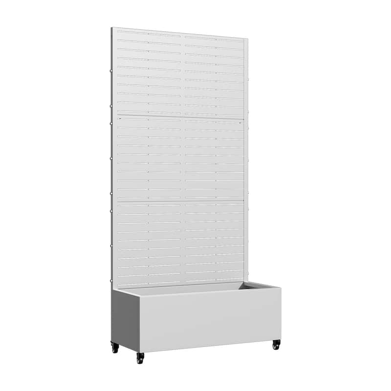 Metal Movable Planter Box with Trellis Privacy Screen Planter Box with Lockable Wheels - 72"x35"