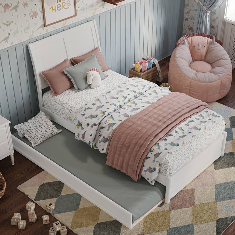 Andorra Platform Bed with Panel Footboard and Twin Trundle