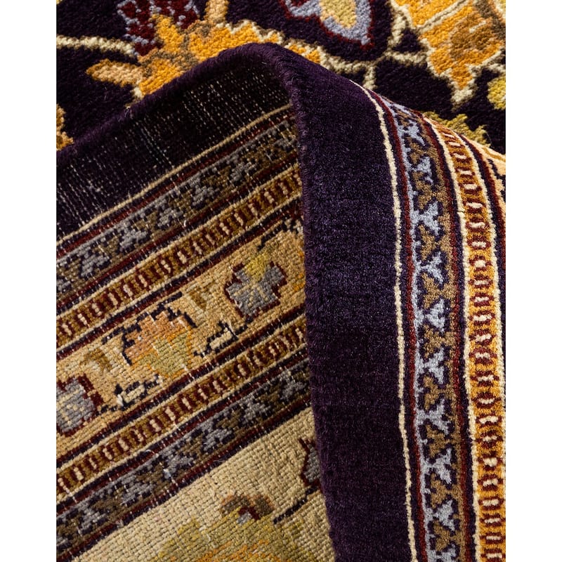 Overton Hand Knotted Wool Vintage Inspired Traditional Mogul Purple Area Rug - 9' 1" x 12' 0"