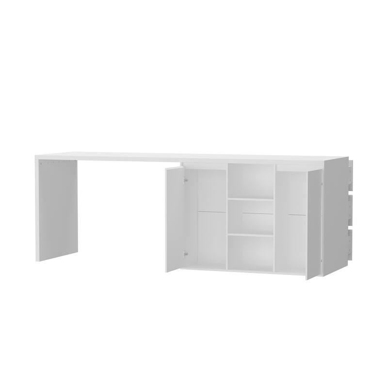 82.7"Kitche Island Table Side Storage Cabinet Dining Table Workstation - 82.7"