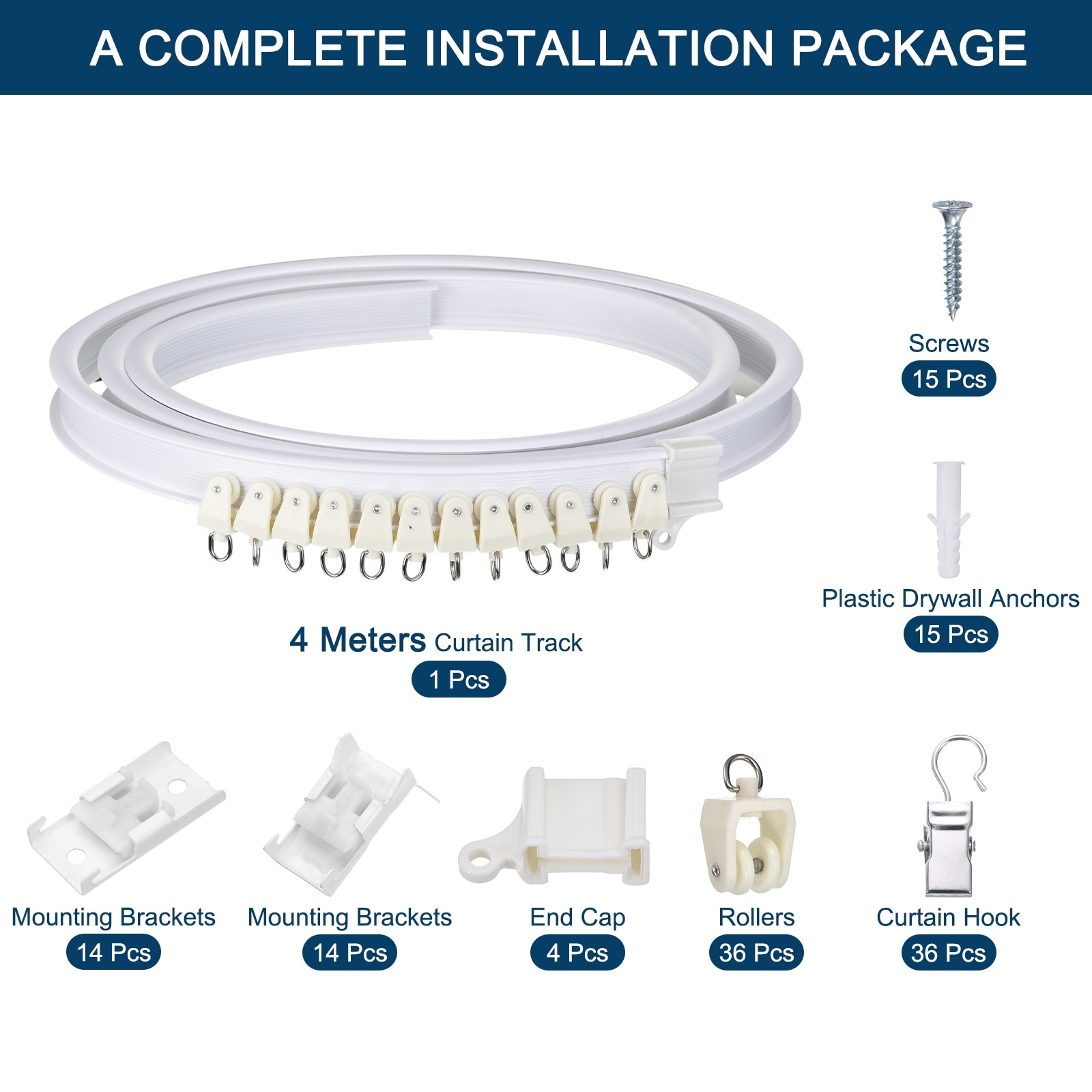 Flexible Curved Ceiling Curtain Track Set, Curtain Rail Ceiling Wall Mount for Curtain Rail Bunk Bay Window Room Divider