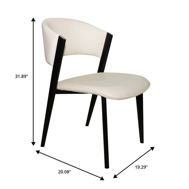 Set of 4 Leather Dining Chairs - Accent Chairs with Sturdy Metal Legs & Cushioned Seats - Ideal for Dining Room or Living Space