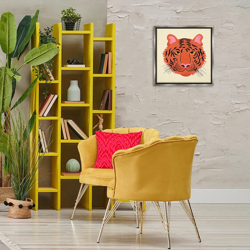 Stupell Modern Wild Tiger Face Framed Floater Canvas Wall Art Design By Carrie Cantwell