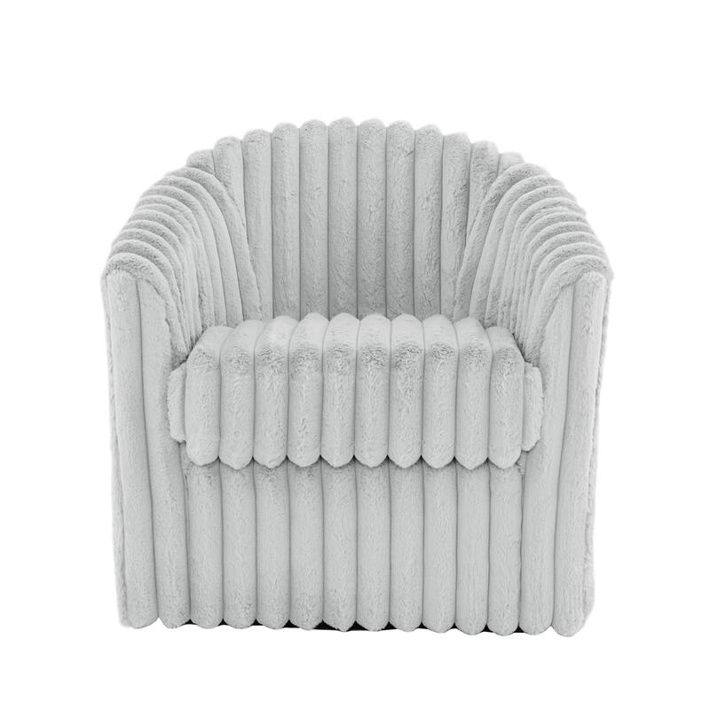 2 Set Modern 49" Upholstered Plush Corduroy Swivel Barrel Accent Chair