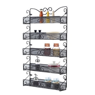 5 Tier Black Wall Mounted Kitchen Spice Rack Organizer - Bed Bath ...