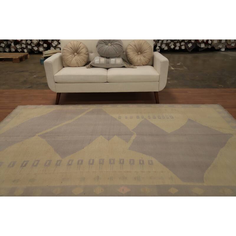Hand Woven Oriental 100% Wool Carpet Southwestern Tribal Purples Kilim Area Rug - 9' 0'' X 6' 0''