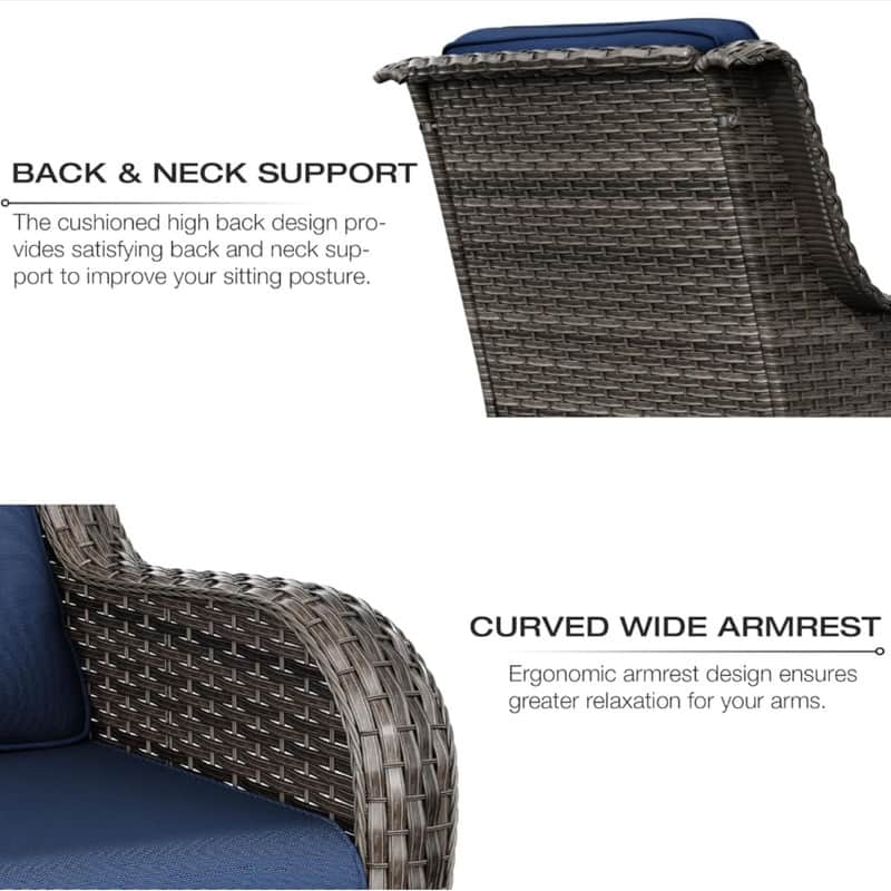 3-Piece Wicker Patio Set – Includes 2 Rattan Lounge Chairs & 1 Side Table – Stylish Outdoor Conversation Furniture For Garden.